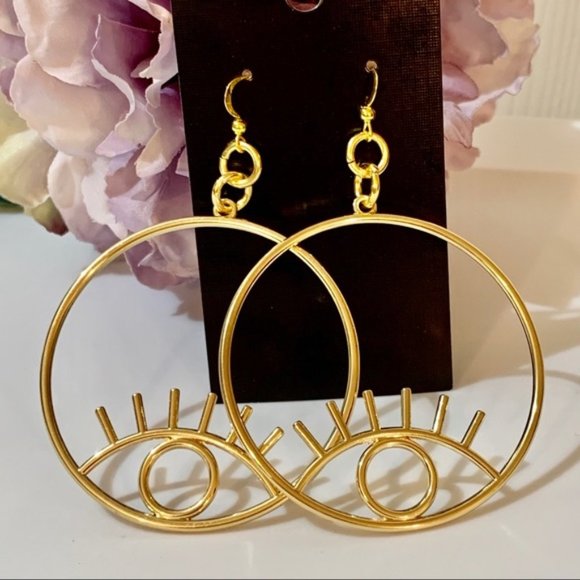 Fashion Jewelry Jewelry - Lg Gold Plated Hoop Eye Earrings